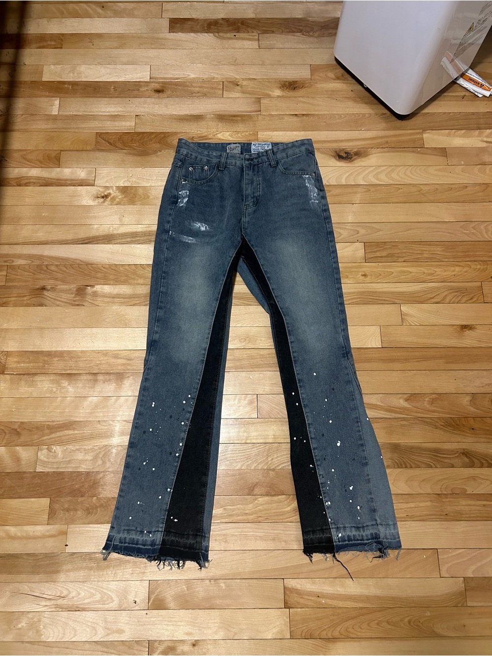 Gallery Dept Two-Tone Paint-Splatter Bootcut Jeans - Gray/Black